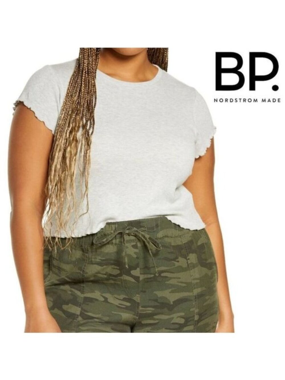 BP. Women's Crewneck Ribbed Casual‎ Baby Grey Light Heather T-Shirt NWT